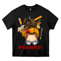 Black messy bun teacher life Heavy Core Tee - RanaPortraitStore