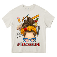 Cream messy bun teacher life Heavy Core Tee - RanaPortraitStore