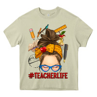 Mossy messy bun teacher life Heavy Core Tee - RanaPortraitStore