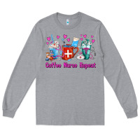 Heather Grey Coffee Nurse Repeat Nurse Coffee Cups Long Sleeve Tee - FaDigitalArtStudio