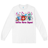 White Coffee Nurse Repeat Nurse Coffee Cups Long Sleeve Tee - FaDigitalArtStudio