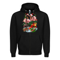 Black Christmas flamingo Zipper Hoodie - BarkalooDesign