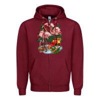 Christmas Flamingo Zipper Hoodie | Teevron