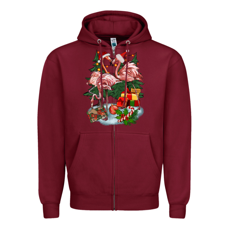 Christmas Flamingo Zipper Hoodie by BarkalooDesign | Teevron