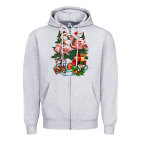 Heather Grey Christmas flamingo Zipper Hoodie - BarkalooDesign