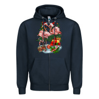 Navy Christmas flamingo Zipper Hoodie - BarkalooDesign