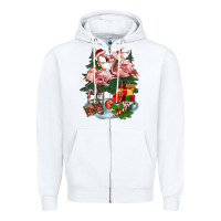 White Christmas flamingo Zipper Hoodie - BarkalooDesign