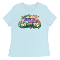 Baby Blue Happy Easter Day rainbow Ladies Tee - HowdyJamesFarm