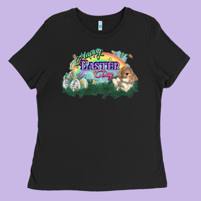 Happy Easter Day Rainbow Ladies Tee Designed By Howdyjamesfarm