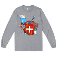 Heather Grey Nurse Coffee Mug Long Sleeve Tee - FaDigitalArtStudio