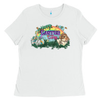 White Happy Easter Day rainbow Ladies Tee - HowdyJamesFarm
