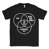Black 1984 Brave New World Fahrenheit 451 Conspiracy T-Shirt Classic Tee - maiPhamDesign