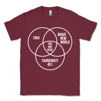 Burgundy 1984 Brave New World Fahrenheit 451 Conspiracy T-Shirt Classic Tee - maiPhamDesign