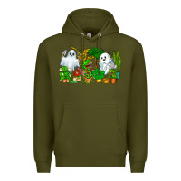 Army Green Spooky Plants Premium Hoodie - CowhideDigitalArt