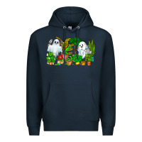 Navy Spooky Plants Premium Hoodie - CowhideDigitalArt