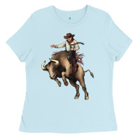 Baby Blue Cowboy bull rodeo Ladies Tee - HowdyJamesFarm