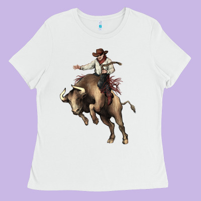Cowboy Bull Rodeo Ladies Tee Designed By Howdyjamesfarm