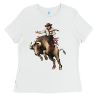 White Cowboy bull rodeo Ladies Tee - HowdyJamesFarm