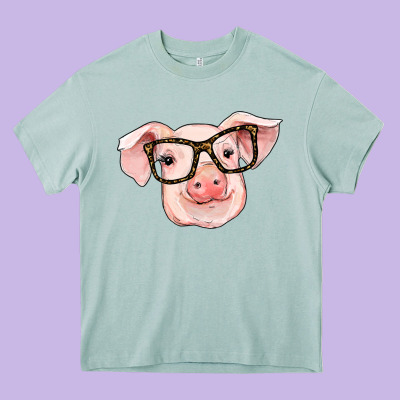 Pig With Glasses Heavy Core Tee Designed By Ranaportraitstore