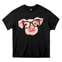 Black pig with glasses Heavy Core Tee - RanaPortraitStore