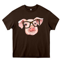 Chocolate Brown pig with glasses Heavy Core Tee - RanaPortraitStore