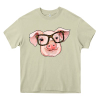 Mossy pig with glasses Heavy Core Tee - RanaPortraitStore