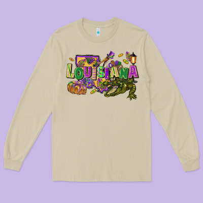 Louisiana Mardi Gras Long Sleeve Tee Designed By Fadigitalartstudio