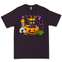 Plum Black cat pumpkin Premium Tee - NancyCooperArtShop