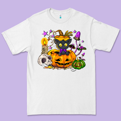 Black Cat Pumpkin Premium Tee Designed By Nancycooperartshop