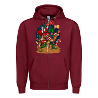 Burgundy Christmas  camel with Santa Zipper Hoodie - BarkalooDesign