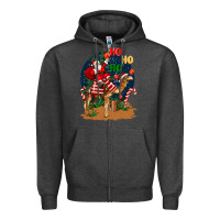 Charcoal Heather Christmas  camel with Santa Zipper Hoodie - BarkalooDesign
