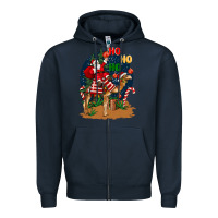 Navy Christmas  camel with Santa Zipper Hoodie - BarkalooDesign