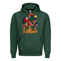 Sports Green Christmas  camel with Santa Zipper Hoodie - BarkalooDesign