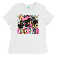 White Egg crusher Easter Day Ladies Tee - HowdyJamesFarm