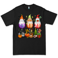 Black Hallothanksmas wine glasses and gnomes Premium Tee - texasbilliewilder
