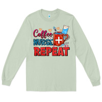 Matcha Coffee Nurse Repeat Long Sleeve Tee - FaDigitalArtStudio
