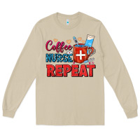 Mushroom Coffee Nurse Repeat Long Sleeve Tee - FaDigitalArtStudio