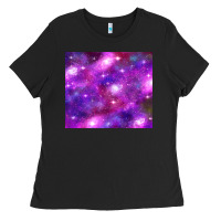 Black colorful abstract galaxy black and purple Ladies Tee - TumblerDesignByShophia