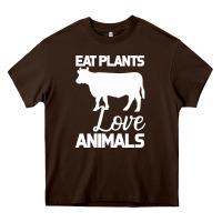 Chocolate Brown Eat Plants Love Animals Heavy Core Tee - Bettercallsaul