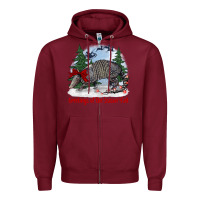 Burgundy greetings of the season y'all with armadillo Zipper Hoodie - BarkalooDesign