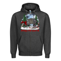 Charcoal Heather greetings of the season y'all with armadillo Zipper Hoodie - BarkalooDesign