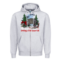 Heather Grey greetings of the season y'all with armadillo Zipper Hoodie - BarkalooDesign