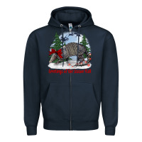 Navy greetings of the season y'all with armadillo Zipper Hoodie - BarkalooDesign