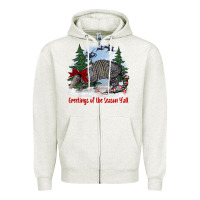 Oatmeal Heather greetings of the season y'all with armadillo Zipper Hoodie - BarkalooDesign