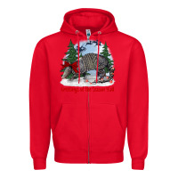 Red greetings of the season y'all with armadillo Zipper Hoodie - BarkalooDesign