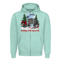 Seafoam greetings of the season y'all with armadillo Zipper Hoodie - BarkalooDesign