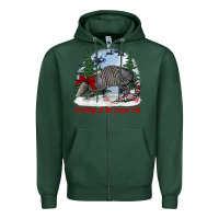 Sports Green greetings of the season y'all with armadillo Zipper Hoodie - BarkalooDesign