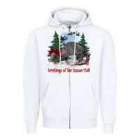 White greetings of the season y'all with armadillo Zipper Hoodie - BarkalooDesign