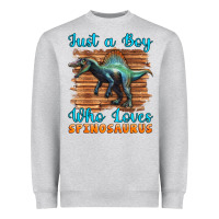 Heather Grey just a boy who loves baby spinosaurus Heavyweight Sweatshirt - Artiststas