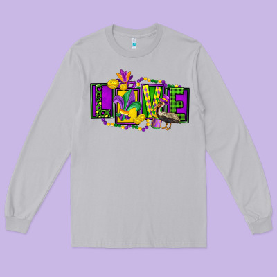 Mardi Gras Love Long Sleeve Tee Designed By Fadigitalartstudio